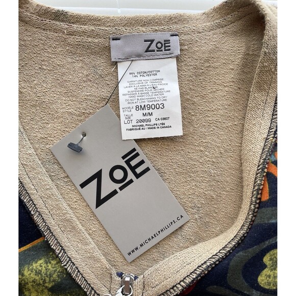 ZOE by Michael Phillips Vest Full Zip Pockets Arts Graphics Women’s M New - Picture 9 of 11